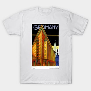 Vintage Travel Poster Germany The Chile House in Hamburg T-Shirt